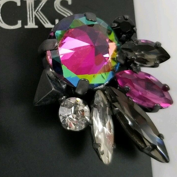 ERICKSON BEAMON PYRAMID/RAINBOW SWAROVSKI & SPIKE EARRINGS**NEW! - Picture 3 of 3